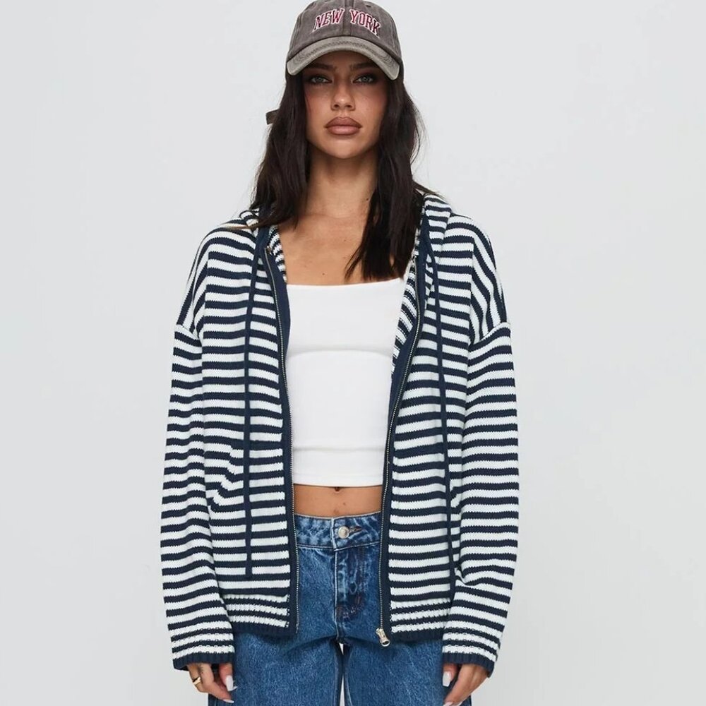 PRINCESS POLLY STRIPE KNIT HOODIE